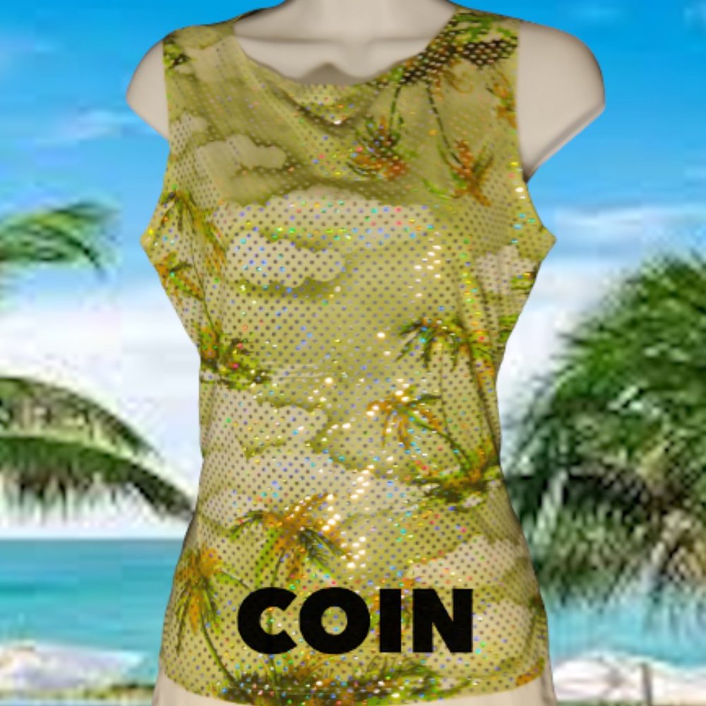Coin Woman's Sequined Tropical Tank - Pretty! 🌺